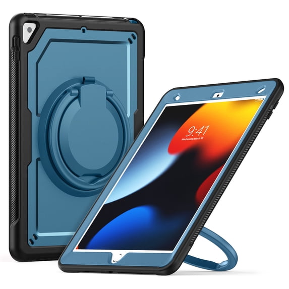 XYX Case for iPad 9th 8th 7th Gen 10.2 inch 2021 2020 2019 with Rotating Stand, Shoulder Strap, 2in1 Shockproof Cover, Navy Blue