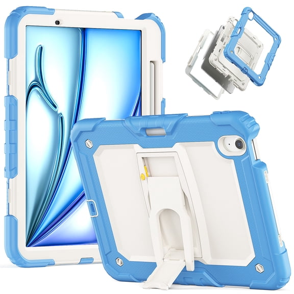 XYX for iPad Air 5th/4th Generation 10.9 Inch 2022/2020 Case, 3in1 Heavy Duty Shockproof Tablet Case with Stand, Shoulder Strap, Cream Navy