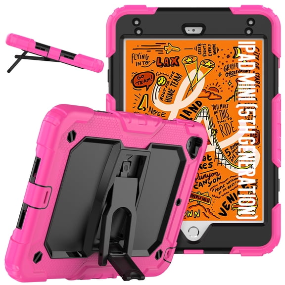 XYX For iPad Mini 5th/4th Generation Case 7.9 inch 2019/2015, 3in1 Heavy Duty Shockproof Tablet Case with Stand, Shoulder Strap, Rose