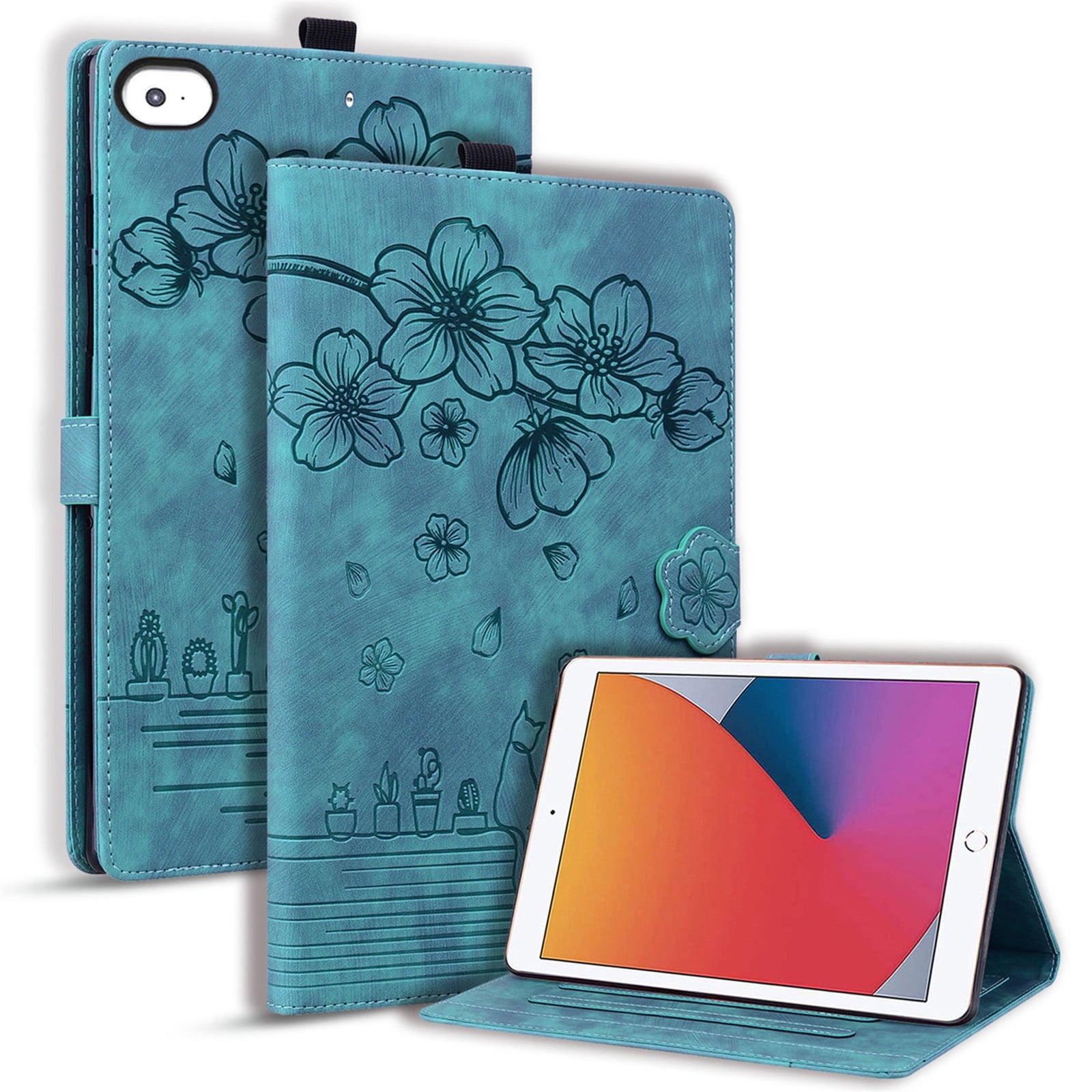 XYX Case for iPad Mini 7.9 Inch, Cherry Blossom Cat PU Leather