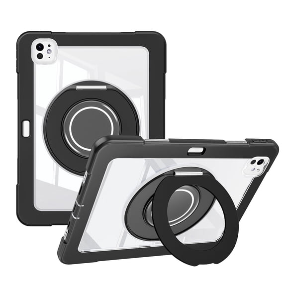 XYX Shockproof Tablet Case for iPad Pro 11 inch 2024 5th Gen(M4) with 360 Rotating Stand, Slim Lightweight with Pencil Holder, Black