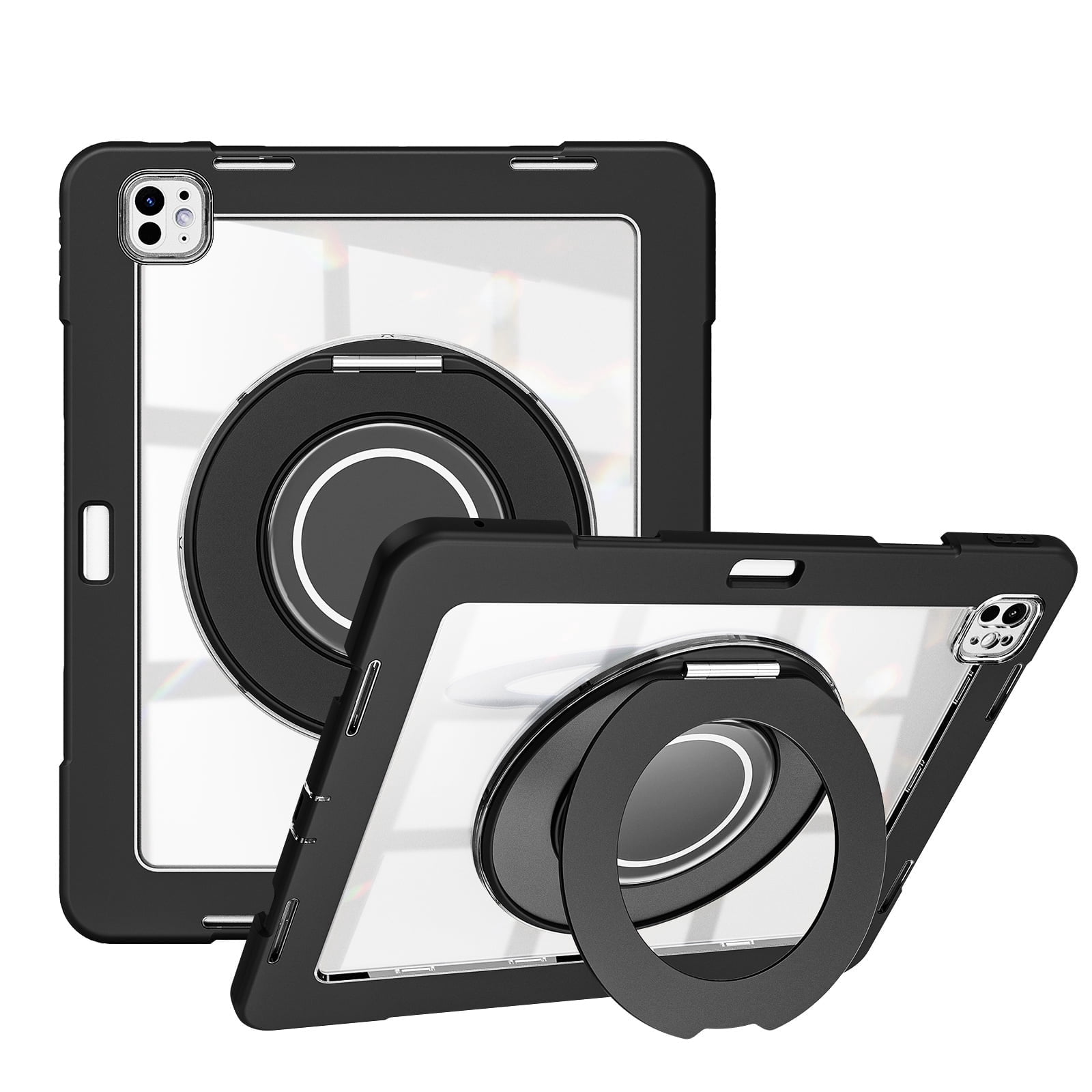 XYX Shockproof Tablet Case for iPad Pro 13 inch M4 2024 (7th Gen) with 360 Rotating Stand, Slim Lightweight with Pencil Holder, Black