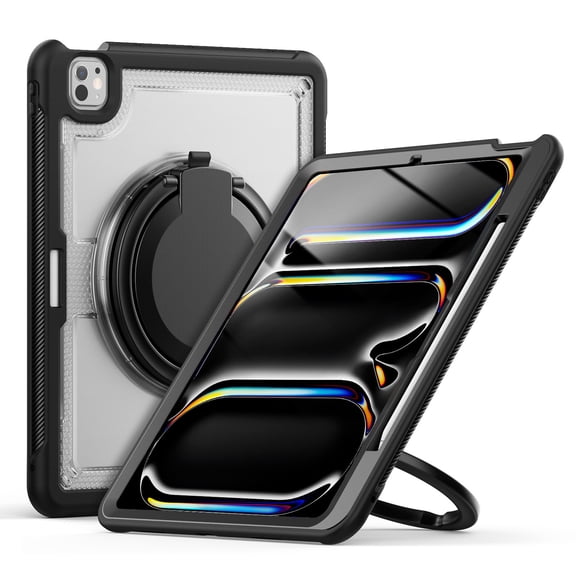 XYX Case for iPad Pro 13 inch (2025 M5/2024 M4) with Rotating Stand, Shoulder Strap, 2in1 Shockproof Cover, Transparent