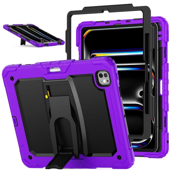 XYX for iPad Pro 13 inch (2025 M5/2024 M4) Case, 3in1 Heavy Duty Shockproof Tablet Case with Stand, Shoulder Strap, Purple