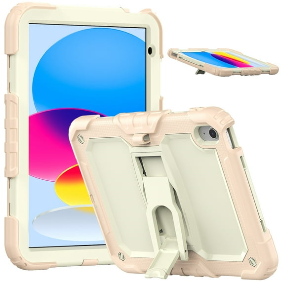 XYX For iPad (A16)11th /10th Generation 11/10.9 inch 2025/2022 Case, 3in1 Heavy Duty Shockproof Tablet Case with Stand, Shoulder Strap, Cream Rose Gold