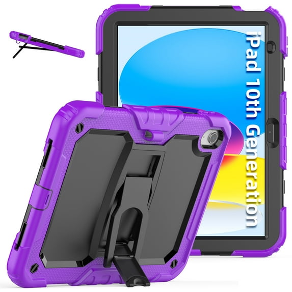 XYX For iPad (A16)11th /10th Generation 11/10.9 inch 2025/2022 Case, 3in1 Heavy Duty Shockproof Tablet Case with Stand, Shoulder Strap, Purple
