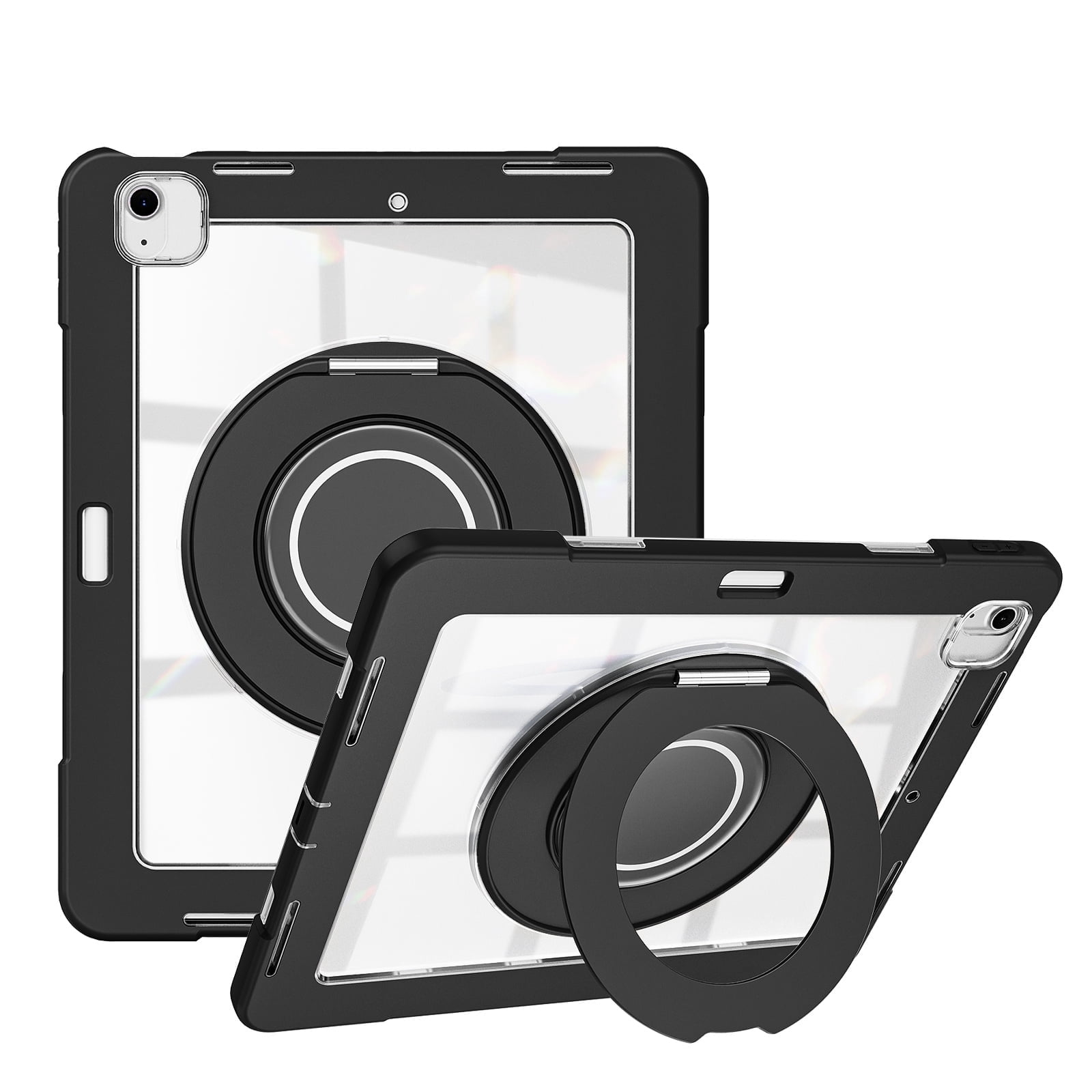 XYX Shockproof Tablet Case for iPad Air 13 inch M3 2025/iPad Air 13 inch M2 2024 with 360 Rotating Stand, Slim Lightweight with Pencil Holder, Black