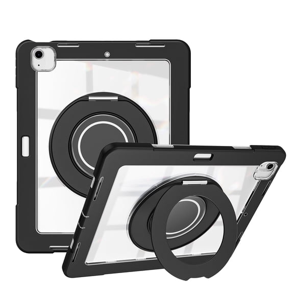 XYX Shockproof Tablet Case for iPad Air 13 inch M3 2025/iPad Air 13 inch M2 2024 with 360 Rotating Stand, Slim Lightweight with Pencil Holder, Black