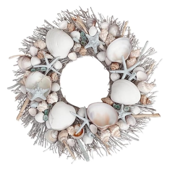 XYX Coastal Spring & Summer Seashell 20" Wreath Natural Preserved (Blue)