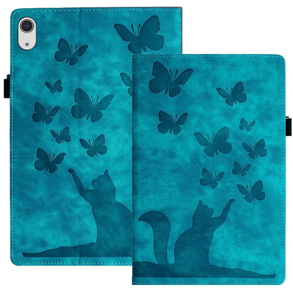 XYX Case for iPad (A16) 11th/10th Gen 11/10.9 inch 2025/2022, Butterfly Cat Slim Folio Stand Cover, Light Blue