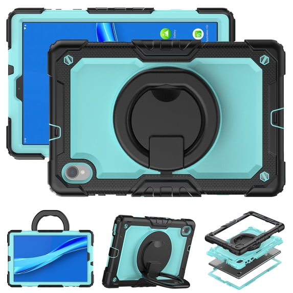 For Lenovo Tab K10/M10 Plus (2nd Gen) Case 10.3 inch, 360 Rotating Shockproof Cover with Stand, Handle, Shoulder Strap (TB-X6C6/TB-X606), Sky Blue Panel