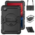thumbnail image 1 of For Lenovo Tab M11/K11 LTE 2024 Case 11 inch, 360 Rotating Shockproof Cover with Stand, Screen Protector, Shoulder Strap (TB330FU/TB330XU/TB331FC), Black, 1 of 7