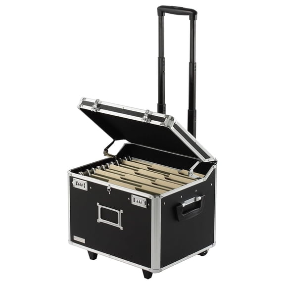 XYX Portable File Box with Handle - Dual Lock File Boxes with Lids, Letter & Legal-Size Hanging Folders, Laptop Sleeve - HIPAA Compliant Portable Safe Storage Box, 14.5" x 17.5" x 15.5"