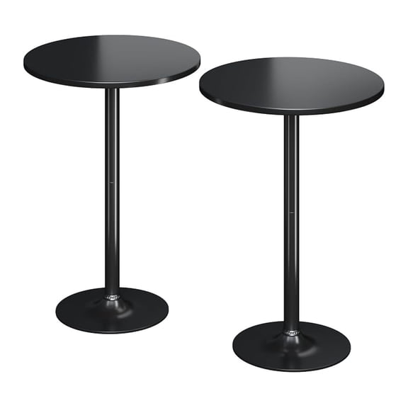 XYX Round Bistro Pub Table Modern Style Metal Base MDF Top Cocktail Bar Table Counter Bar Height for Pub, Dining Room, Party (2, Full Black)