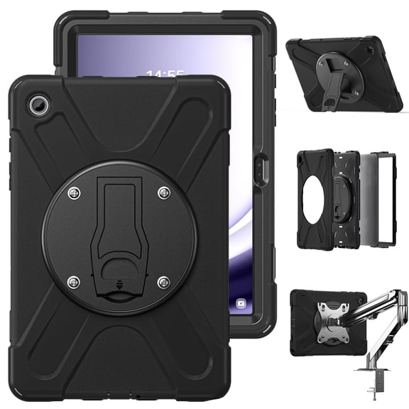 XYX Rugged Case for Samsung Galaxy Tab S2 9.7 inch 2015, Dropproof Cover with VESA 75x75mm, 360 Rotation Kickstand & Shoulder Strap & Screen Protector