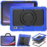 for Samsung Galaxy Tab S10 Ultra/S9 Ultra/S8 Ultra Case 14.6 inch, 360 Rotating Shockproof Cover with Stand, Handle, Shoulder Strap SM-X920/X910/X900, Blue
