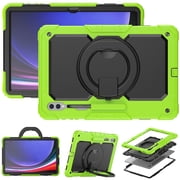 for Samsung Galaxy Tab S10 Ultra/S9 Ultra/S8 Ultra Case 14.6 inch, 360 Rotating Shockproof Cover with Stand, Handle, Shoulder Strap SM-X920/X910/X900, Lime