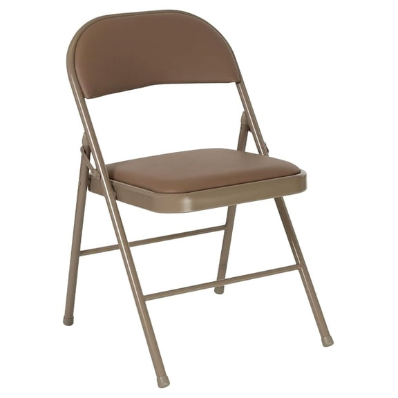 XYX Series Double Braced Beige Vinyl Folding Chair