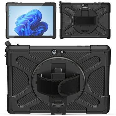 XYX Tablet Case for 10.5 inch Microsoft Surface Go 4/Surface Go 3/Surface Go 2, 360 Rotating Heavy Duty Shockproof Cover with Kickstand and Hand Strap (Black)