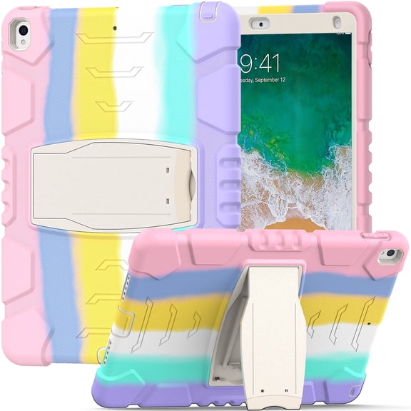 XYX Case for 10.5 inch iPad Air 3rd 2019/iPad Pro 10.5 inch 2017, Dual Layer Slim Heavy Shockproof Rugged Protective Cover Case with Kickstand (Colourful Pink)