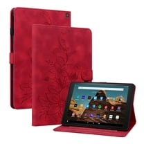 XYX for Kindle Fire HD 10 (13th Generation, 2023 Release) Case, PU Leather Slim Folio with Multi-Angle Stand - Red Lily Flower