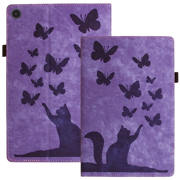 XYX Case for Kindle Fire HD 8 Tablet (14th/12th/10th Generation, 2024/2022/2020 Release), Butterfly Cat Slim Folio Stand Cover, Purple