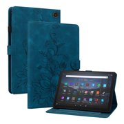 XYX for Kindle Fire Max 11 13th Generation, 2023 Release Case, PU Leather Slim Folio with Multi-Angle Stand - Blue Lily Flower
