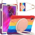 thumbnail image 1 of Case for Lenovo Tab K10 TB-X6C6L/Tab M10 Plus 10.3 Inch 2020, 360 Degree Rotating Hand Grip Shockproof Cover with Shoulder Strap, Colourful Red, 1 of 1