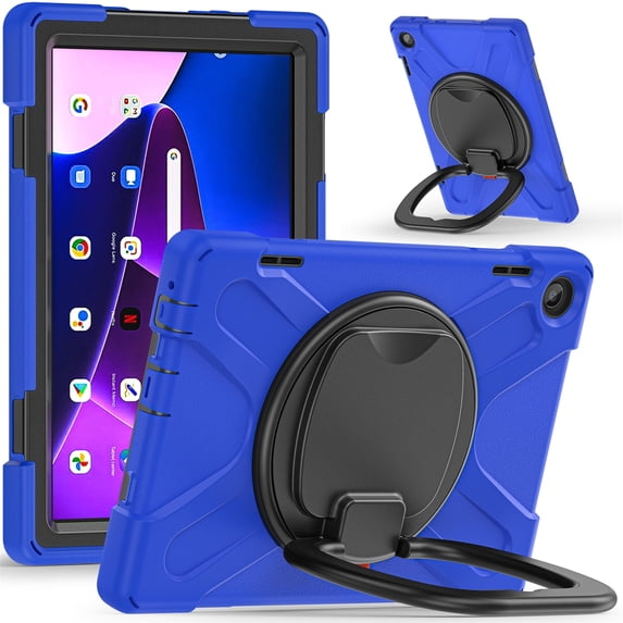 Case for Lenovo Tab M10 3rd Gen 10.1 Inch 2022 (Model:TB-328FU/TB-328XU), 360 Degree Rotating Hand Grip Shockproof Cover with Shoulder Strap, Blue