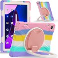 thumbnail image 1 of Case for Lenovo Tab M10 3rd Gen 10.1 Inch 2022 (Model:TB-328FU/TB-328XU), 360 Degree Rotating Hand Grip Shockproof Cover with Shoulder Strap, Colourful Pink, 1 of 1