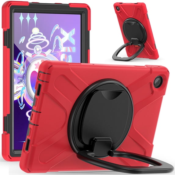 Case for Lenovo Tab M10 Plus 3rd Gen 10.6 Inch 2022 (Model:TB-125F/TB-128F), 360 Degree Rotating Hand Grip Shockproof Cover with Shoulder Strap, Red