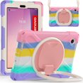 thumbnail image 1 of Case for Lenovo Tab M8 4th Gen 8.0 inch 2023 Release TB-300FU, 360 Degree Rotating Hand Grip Shockproof Cover with Shoulder Strap, Colourful Pink, 1 of 1