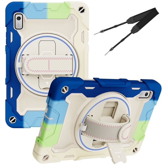 3in1 Rotating Stand Case for Lenovo Tab M9 9.0 inch 2023 Released TB-310FU with Hand/Shoulder Strap, Shockproof Rugged, Multicolor