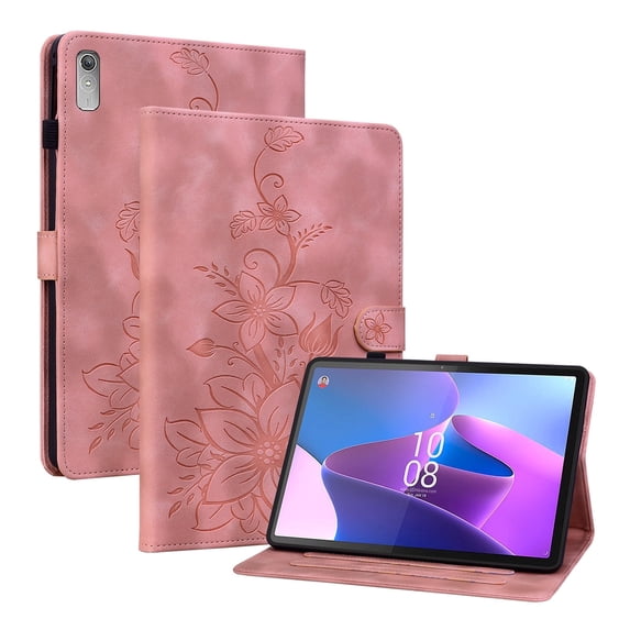 XYX for Lenovo Tab P11 Gen 2 11.5 2022 TB350FU Case, PU Leather Slim Folio with Multi-Angle Stand, Pink Lily Flower