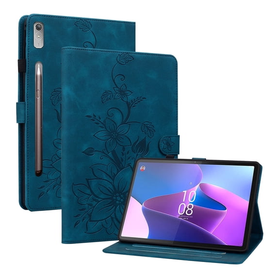 XYX for Lenovo Tab P11 Pro Gen 2 11.2 2022 ZAB50194GB ZAB50043SE Case, PU Leather Slim Folio with Multi-Angle Stand, Blue Lily Flower