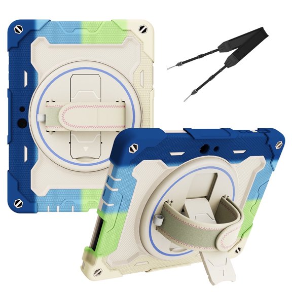 3in1 Rotating Stand Case for Microsoft Surface Go 3 2021/Surface Go 2 2020 10.5 inch with Hand/Shoulder Strap, Shockproof Rugged, Multicolor