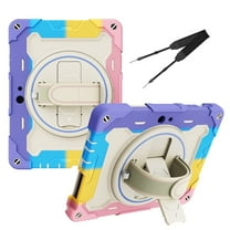 XYX 3in1 Rotating Stand Case for Microsoft Surface Go 3 2021/Surface Go 2 2020 10.5 inch with Hand/Shoulder Strap, Shockproof Rugged, Colorful Pink