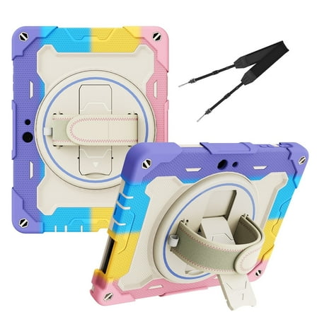 XYX 3in1 Rotating Stand Case for Microsoft Surface Go 3 2021/Surface Go 2 2020 10.5 inch with Hand/Shoulder Strap, Shockproof Rugged, Colorful Pink