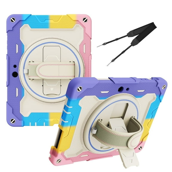 XYX 3in1 Rotating Stand Case for Microsoft Surface Go 3 2021/Surface Go 2 2020 10.5 inch with Hand/Shoulder Strap, Shockproof Rugged, Colorful Pink