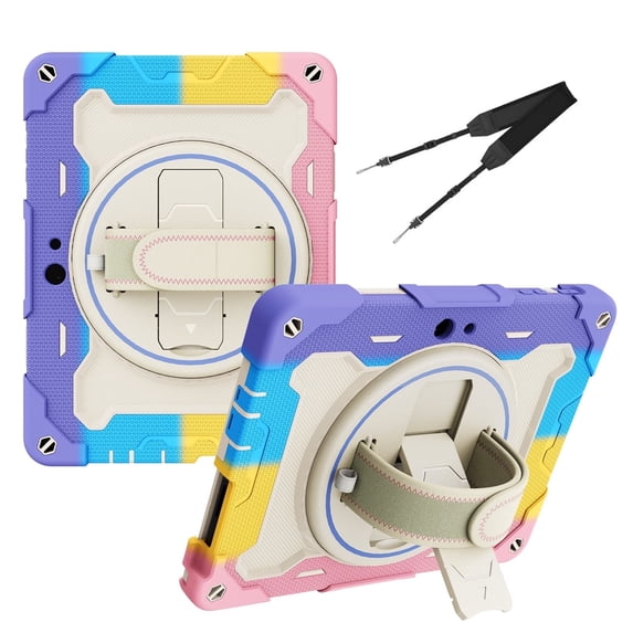 3in1 Rotating Stand Case for Microsoft Surface Go 3 2021/Surface Go 2 2020 10.5 inch with Hand/Shoulder Strap, Shockproof Rugged, Pink