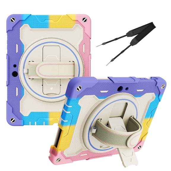 3in1 Rotating Stand Case for Microsoft Surface Go 3 2021/Surface Go 2 2020 10.5 inch with Hand/Shoulder Strap, Shockproof Rugged, Pink
