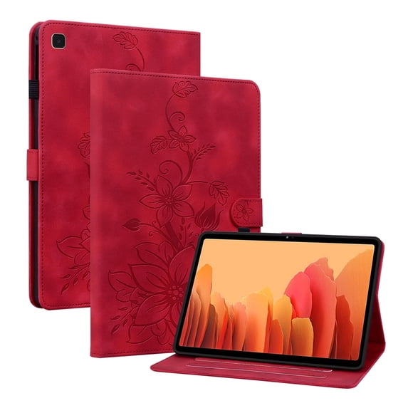 XYX for Samsung Galaxy Tab A7 10.4 Inch 2020 Release SM-T500 SM-T505 Case, PU Leather Slim Folio with Multi-Angle Stand, Red Lily Flower