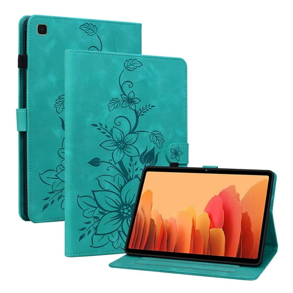 XYX for Samsung Galaxy Tab A7 10.4 Inch 2020 Release SM-T500 SM-T505 Case, PU Leather Slim Folio with Multi-Angle Stand - Green Lily Flower