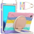 thumbnail image 1 of Case for Samsung Galaxy Tab A7 10.4 inch, 360 Degree Rotating Hand Grip Shockproof Cover with Shoulder Strap, Colourful Pink, 1 of 7