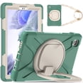 thumbnail image 1 of Case for Samsung Galaxy Tab A7 Lite 8.7 inch, 360 Degree Rotating Hand Grip Shockproof Cover with Shoulder Strap, Emerald Green, 1 of 7