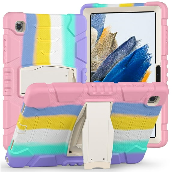 XYX Case for Samsung Galaxy Tab A8 10.5 inch (SM-X200/SM-X205), Dual Layer Slim Heavy Shockproof Rugged Protective Cover Case with Kickstand (Colourful Pink)