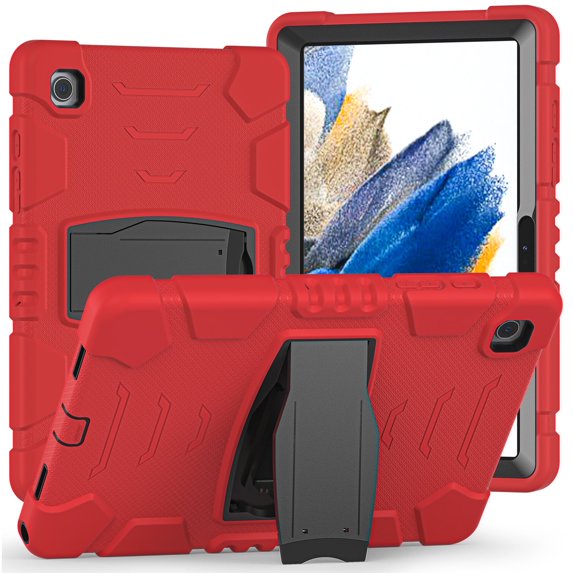 XYX Case for Samsung Galaxy Tab A8 10.5 inch (SM-X200/SM-X205), Dual Layer Slim Heavy Shockproof Rugged Protective Cover Case with Kickstand (Red Black)