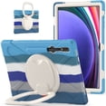 thumbnail image 1 of Case for Samsung Galaxy Tab S10 Ultra/S9 Ultra/S8 Ultra 14.6 inch, 360 Degree Rotating Hand Grip Shockproof Cover with Shoulder Strap, Colourful Blue, 1 of 7