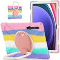 thumbnail image 1 of Case for Samsung Galaxy Tab S10 Ultra/S9 Ultra/S8 Ultra 14.6 inch, 360 Degree Rotating Hand Grip Shockproof Cover with Shoulder Strap, Colourful Pink, 1 of 7
