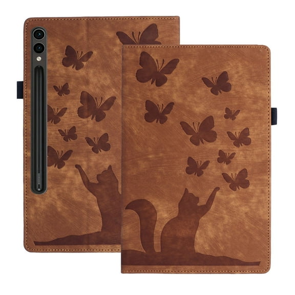 XYX Case for Samsung Galaxy Tab S10 Ultra/S9 Ultra/S8 Ultra 14.6 inch, Butterfly Cat Slim Folio Stand Cover for Samsung Tab S9 Ultra/S8 Ultra, Brown